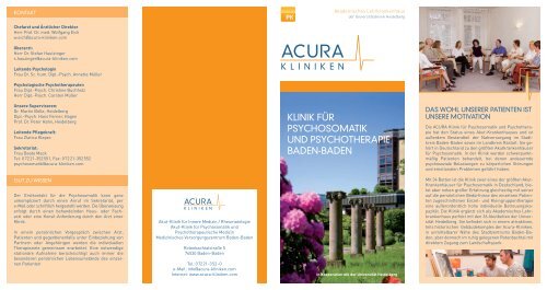 Informationen zur Psychosomatischen Klinik - Akut - ACURA Kliniken