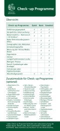 MEOCLINIC Berlin - CheckUp Programme - Übersicht