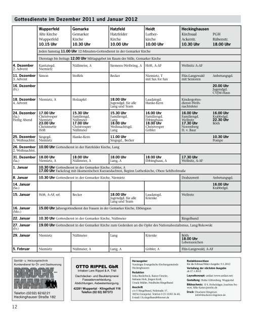 Gemeindebrief Heckinghausen 12/2011+01/2012 - Vereinigte ...