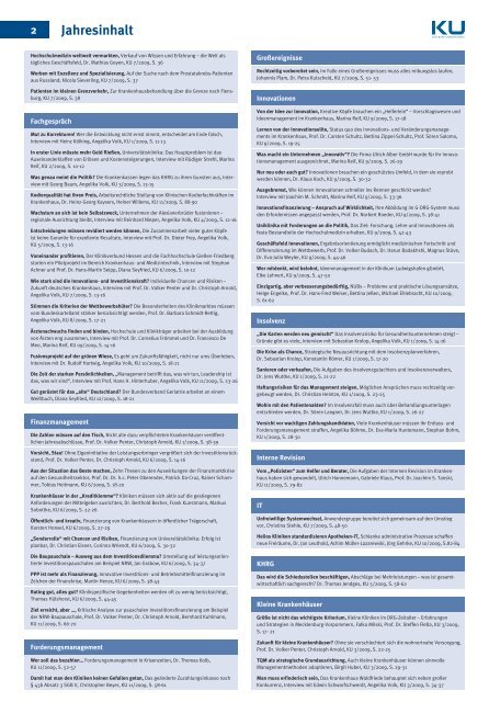 Jahresinhaltsverzeichnis 2009 - KU Gesundheitsmanagement