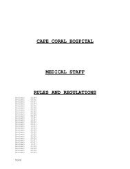 cape coral hospital medical staff rules and regulations