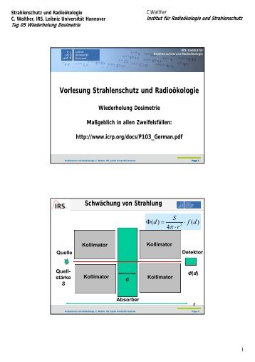 Vorlesung Strahlenschutz und Radioökologie - IRS - Leibniz ...