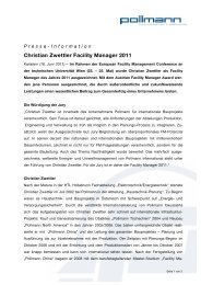 Christian Zwettler Facility Manager 2011 - Pollmann