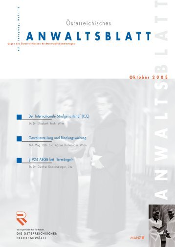 Anwaltsblatt 2003/10 - Österreichischer Rechtsanwaltskammertag