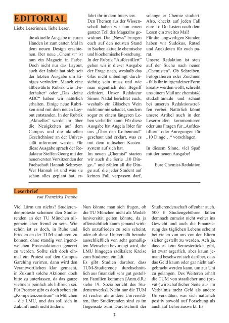 7. Ausgabe 01/11 - Fachschaft Chemie - TUM