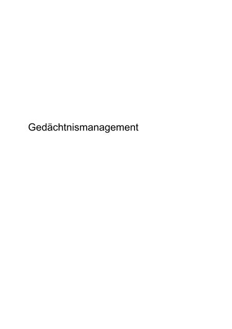 GedÃ¤chtnismanagement in Kurzform â Die Zusammenfassung