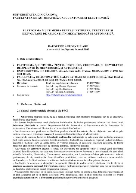 1 universitatea din craiova facultatea de automatică, calculatoare