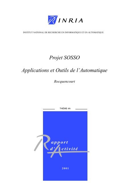 Projet SOSSO Applications et Outils de l'Automatique - Inria - 2011 ...