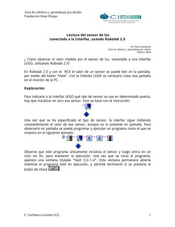 Para observar el sensor de luz en Robolab - Fundación Omar Dengo