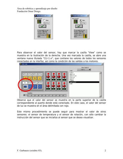 Para observar el sensor de luz en Robolab - Fundación Omar Dengo