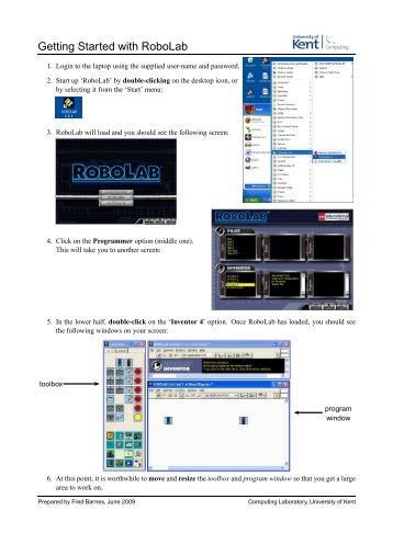 Getting Started with Robolab (PDF) - University of Kent