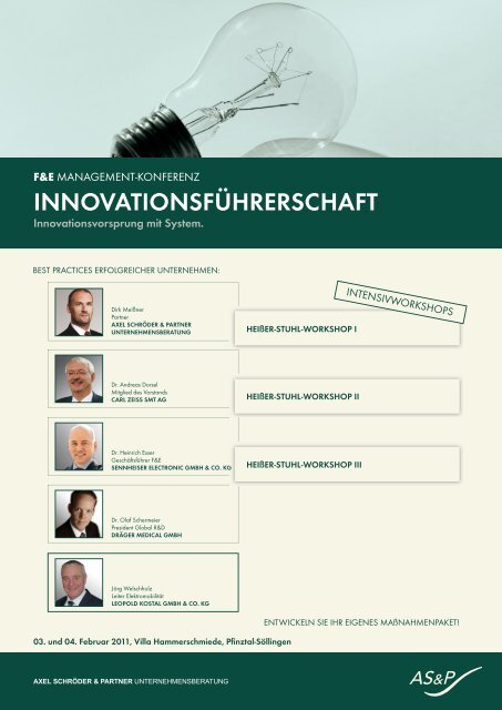 InnOVatIOnSFÜhrErSChaFt - f&e management-konferenzen