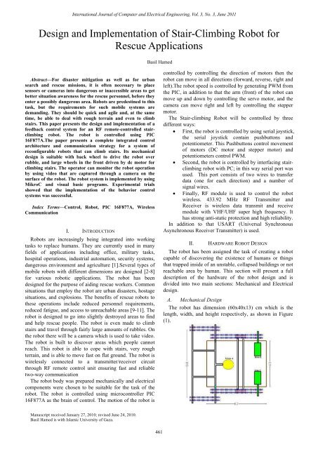 Design and Implementation of Stair-Climbing Robot for ... - ijcee