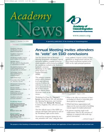 Annual Meeting invites attendees to - Academy of Osseointegration