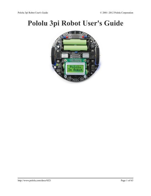 Pololu 3pi Robot User's Guide - Pololu Robotics and Electronics