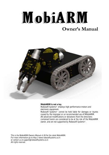 Mobile Robotic Arm Manual (PDF) - Robosoft Systems