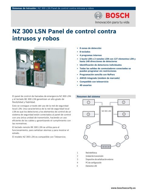 NZ 300 LSN Panel de control contra intrusos y robos