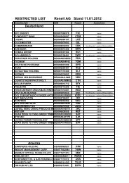 restricted list - Renell Wertpapierhandelsbank AG