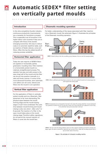 Automatic SEDEX* filter setting on vertically parted moulds - Foseco