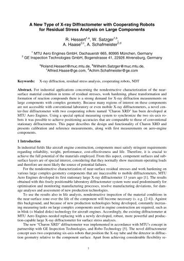 A New Type of X-ray Diffractometer - MTU Aero Engines