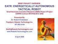 eatr: energetically autonomous tactical robot - Robotic Technology Inc.