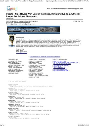 Gmail - Update - Nine Navies War, Lord of the Rings ... - Gnollengrom