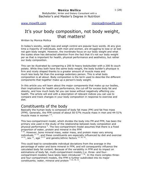 Comparison of healthy male and female body composition. Human body