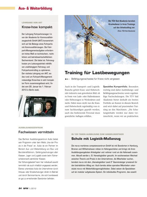 Aus- & Weiterbildung - NFM Verlag Nutzfahrzeuge Management