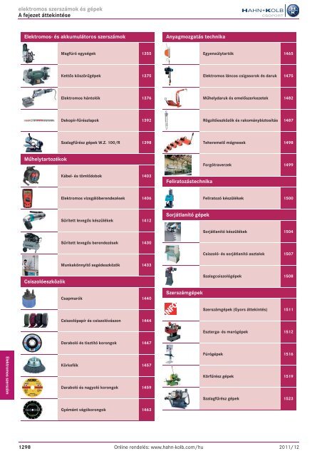 elektromos szerszámok és gépek A fejezet ... - EN / Hahn+Kolb