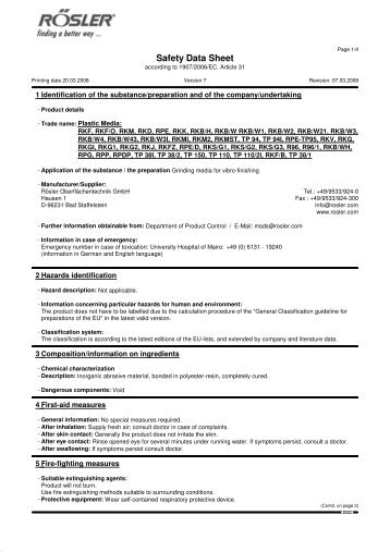 Safety Data Sheet - Rosler