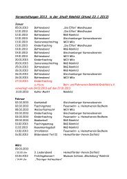 Veranstaltungen 2013 in der Stadt Römhild (Stand 16.01.2013)