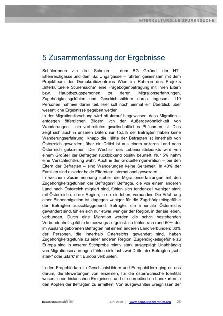 Interkulturelle Spurensuche - Ergebnisse der Elternbefragung