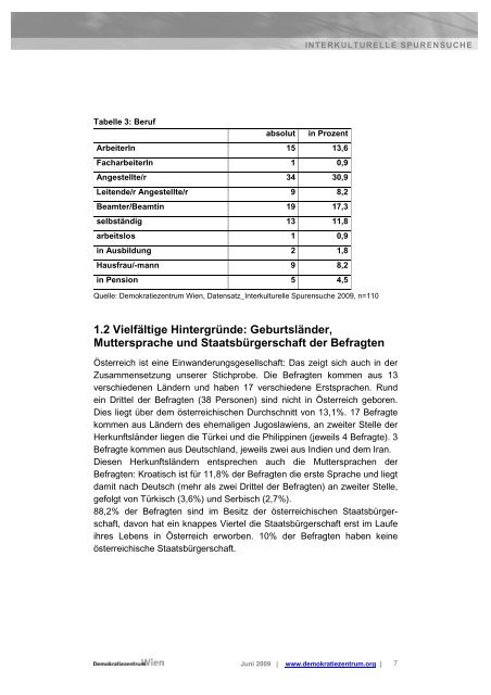 Interkulturelle Spurensuche - Ergebnisse der Elternbefragung