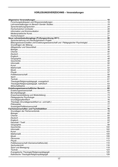 Vorlesungs- verzeichnis - Pädagogische Hochschule - Schwäbisch ...