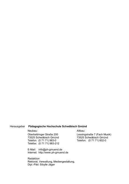 Vorlesungs- verzeichnis - Pädagogische Hochschule - Schwäbisch ...