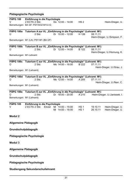 Vorlesungs- verzeichnis - Pädagogische Hochschule - Schwäbisch ...