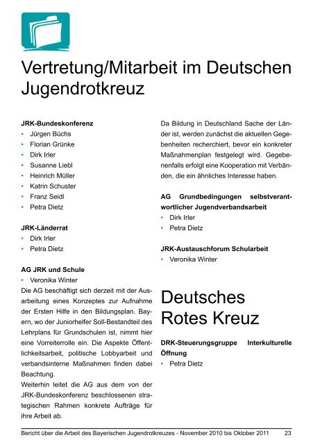 Arbeitsbericht - Bayerisches Jugendrotkreuz