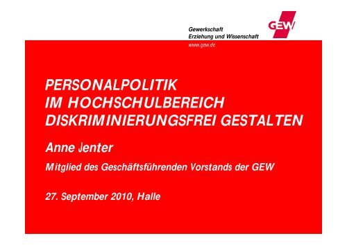 personalpolitik im hochschulbereich diskriminierungsfrei ... - GEW