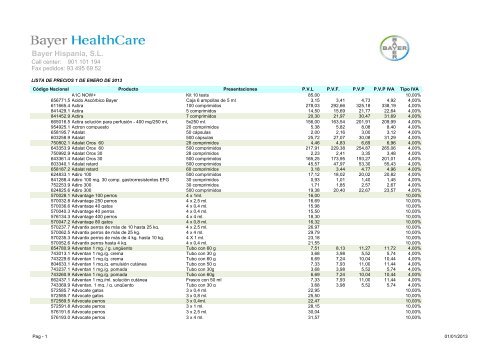 Price_List. 1 de Enero de 2.013-Incl. Div. AH-01012013 - Bayer