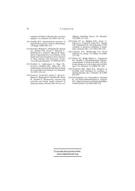 Régulation des populations de Nématodes gastro-intestinaux ...