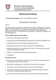 Stellenausschreibung Controlling Klinikum Schaumburg_091015