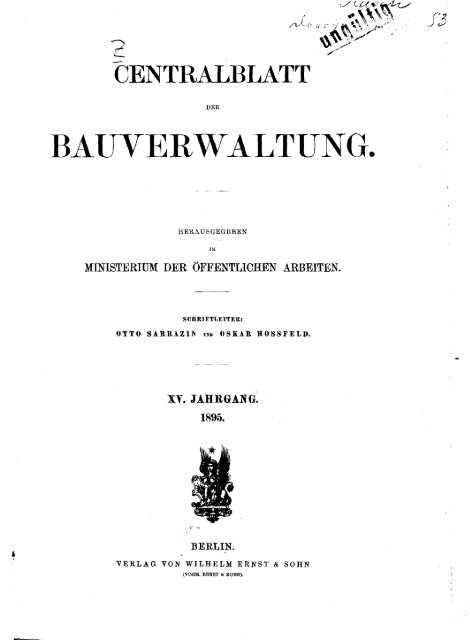 Zentralblatt der Bauverwaltung : Nachrichten d. Reichs- u ...