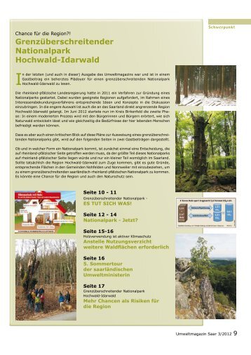 Grenzüberschreitender Nationalpark Hochwald-Idarwald - BUND Saar