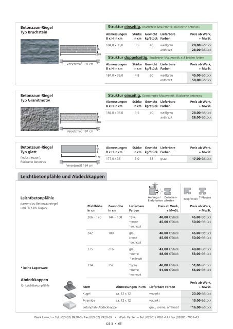 Programmkatalog mit Preisen - Feiter Betonsteinwerk GmbH