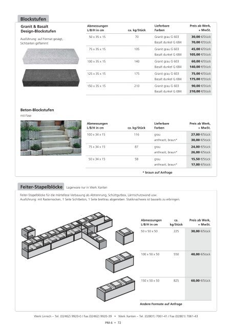 Programmkatalog mit Preisen - Feiter Betonsteinwerk GmbH