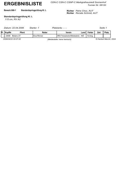 Ergebnisliste Bewerb 001