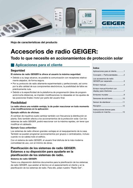 Accesorios de radio GEIGER: - Geiger Antriebstechnik