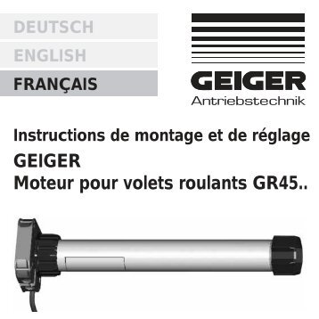 GEIGER Moteur pour volets roulants GR45.. - Geiger Antriebstechnik