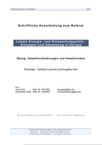 Schriftliche Ausarbeitung zum Referat Lokale Energie- und ...