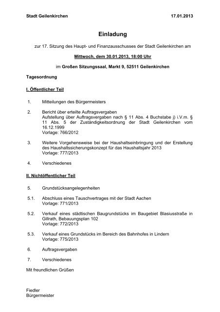 Einladung 17 Sitzung Hfa 159 3 Kb Pdf Geilenkirchen